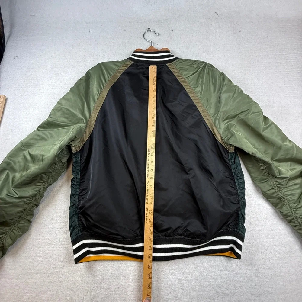 Alpha Industries MA-1 Bomber Flight Jacket XL Green Ruched Reversible Varsity